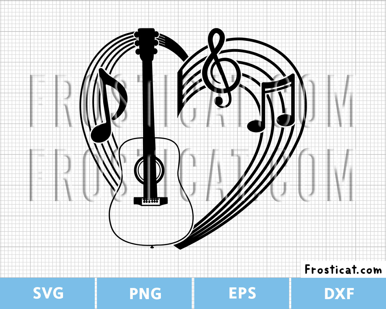 Music Notations Guitar Heart Svg, Music Note Svg, Love Svg