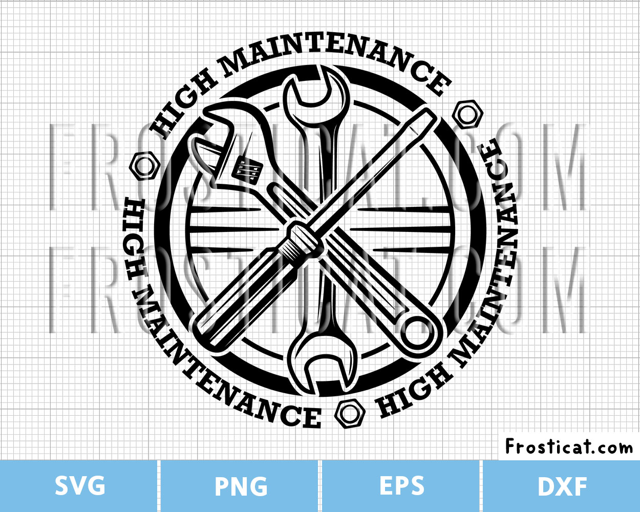 High Maintenance Badge With Tools Svg, Mechanic Svg
