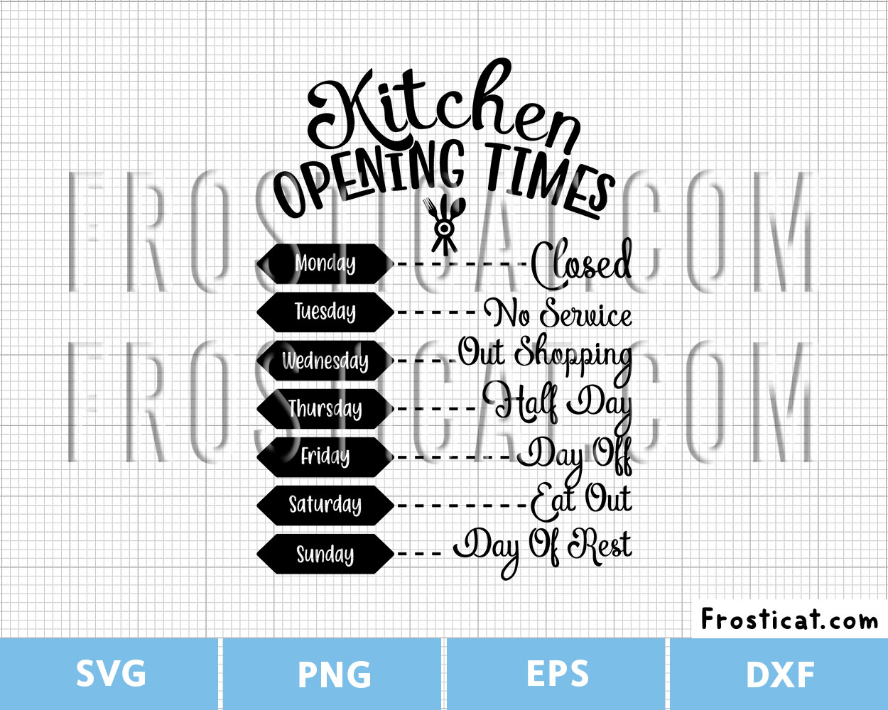 Kitchen Opening Times Svg, Kitchen Sign Svg, Opening Hours Svg