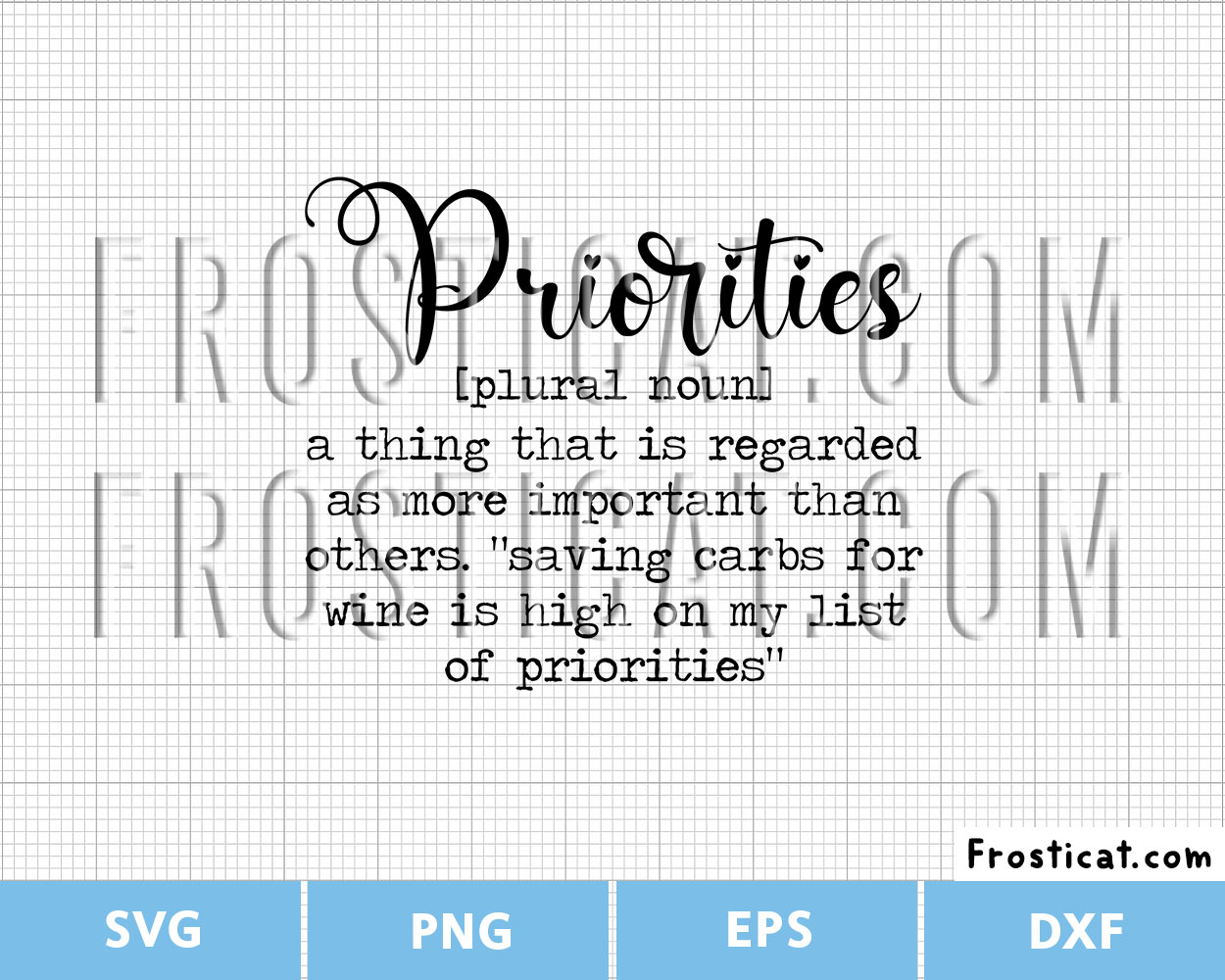 Priorities Definition Svg, Funny Quote Svg, Wine Svg