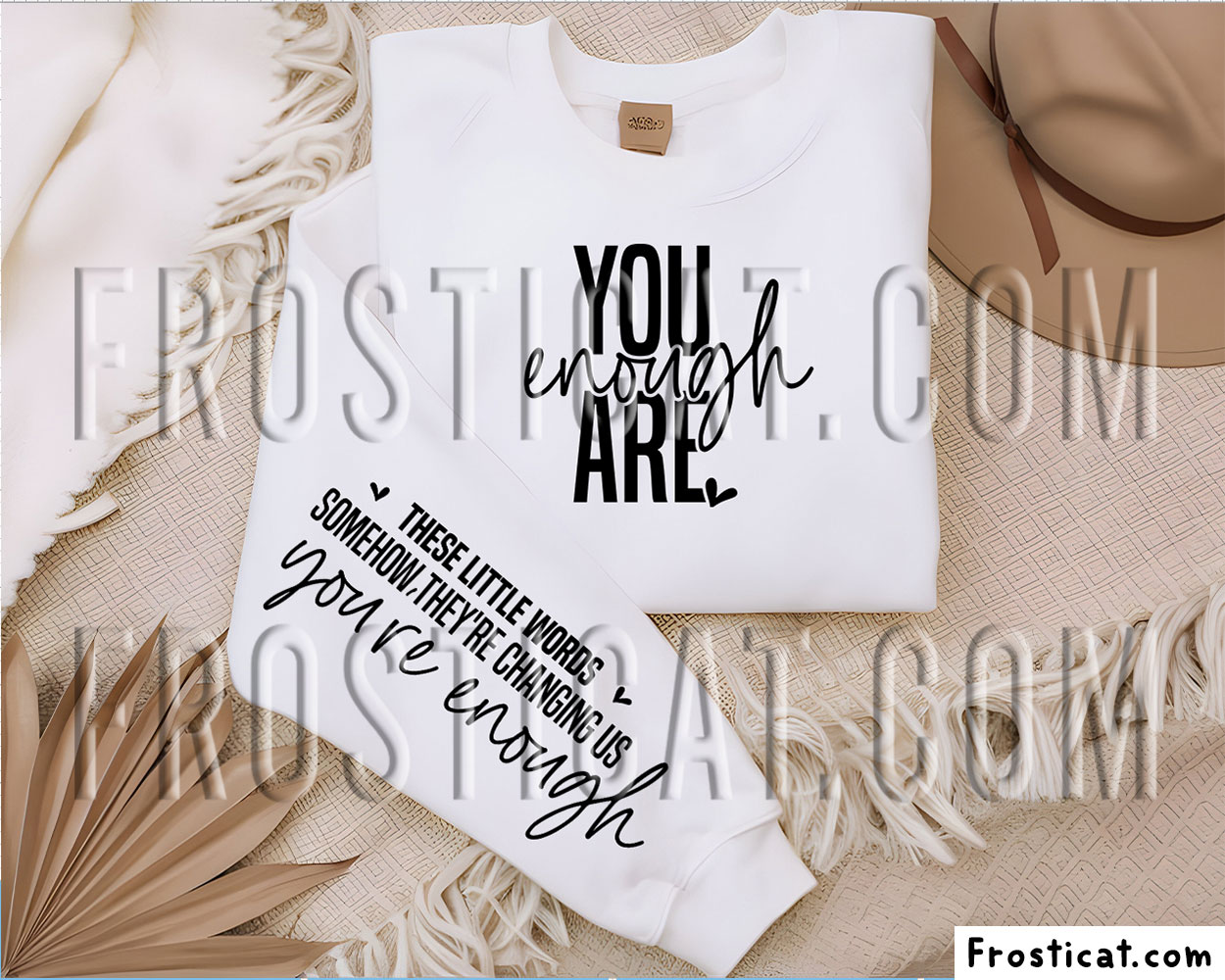 You Are Enough Sweatshirt Sleeve Svg, Inspirational Quote Svg