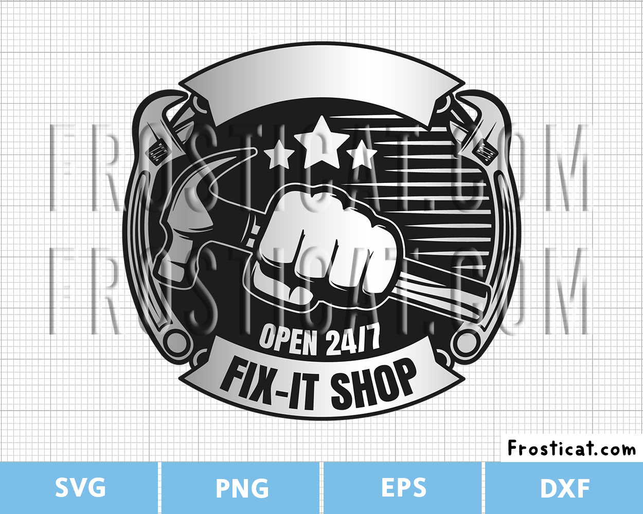 Fix It Shop Open 24 7 Hand Fist With Tool Svg, Workshop Sign Svg