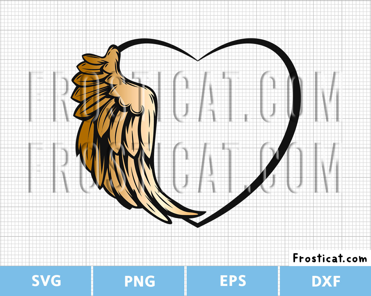 Angel Wing Heart Frame Svg, Remembrance Frame Svg