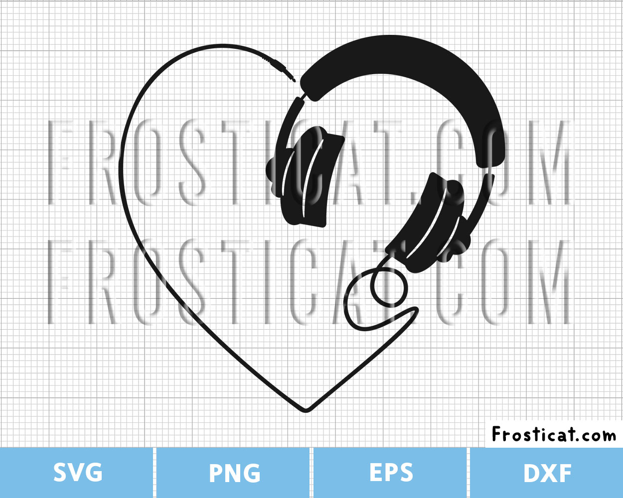 Headphones Heart Svg, Love Svg, Music Svg
