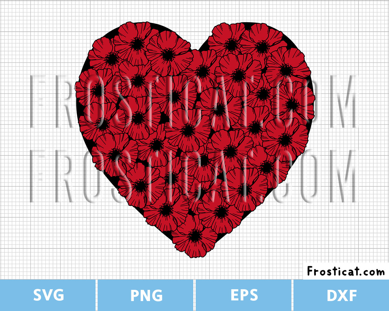 Remembrance Day Poppy Flower Heart Svg