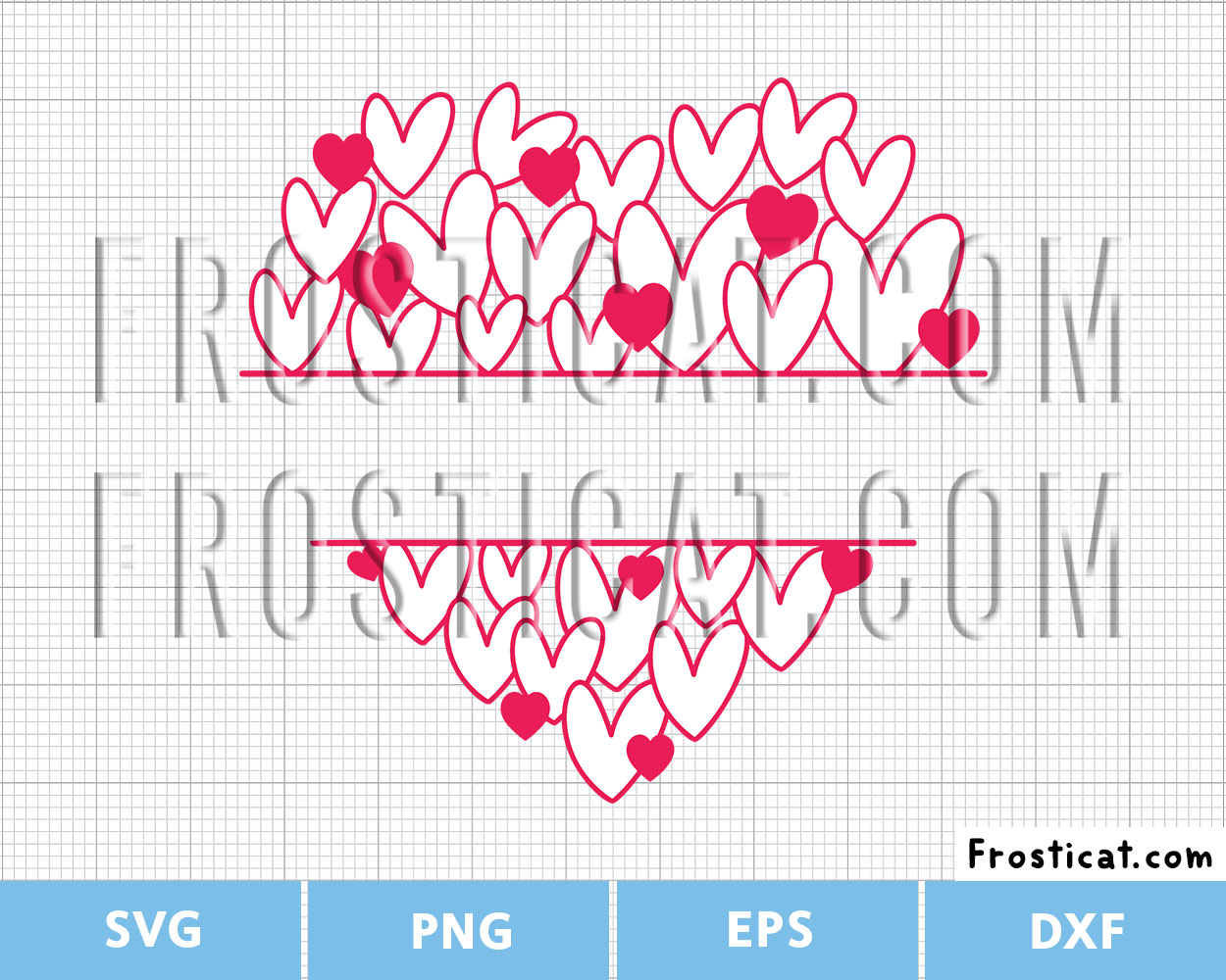 Heart Doodle Split Monogram Svg, Heart Frame Svg