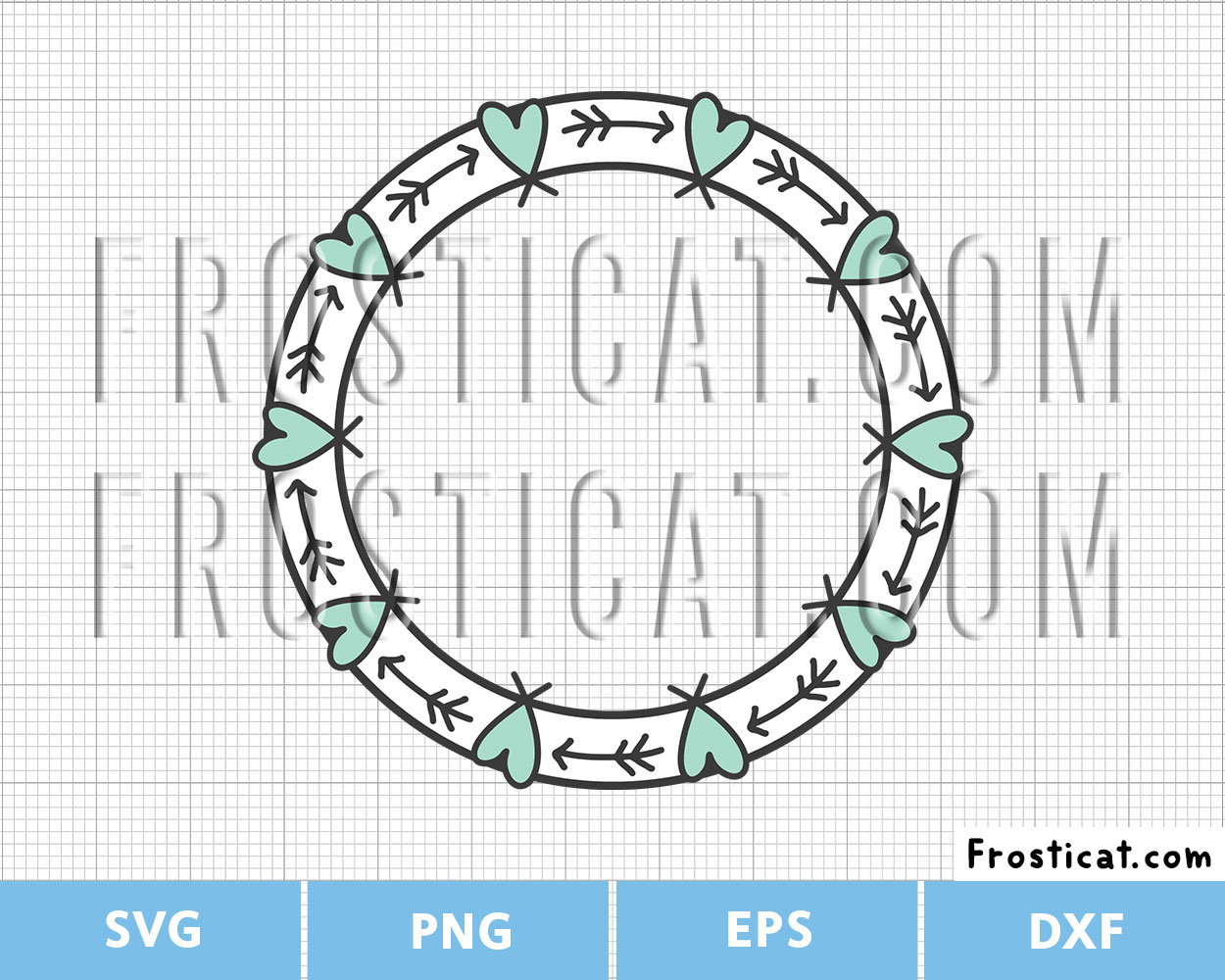 Boho Heart Monogram Svg, Heart Circle, Heart Frame Svg
