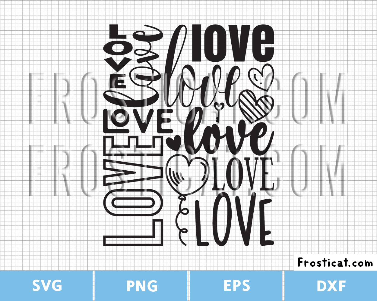 Love Typography Svg, Love Word Art, Valentines Day Svg