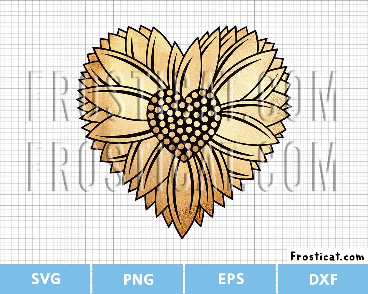 Heart Shape Sunflower Svg, Love Svg, Heart Svg