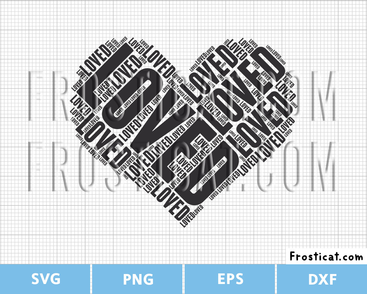 Heart Love Word Art Svg, Valentines Day Svg, Doodle Heart Svg