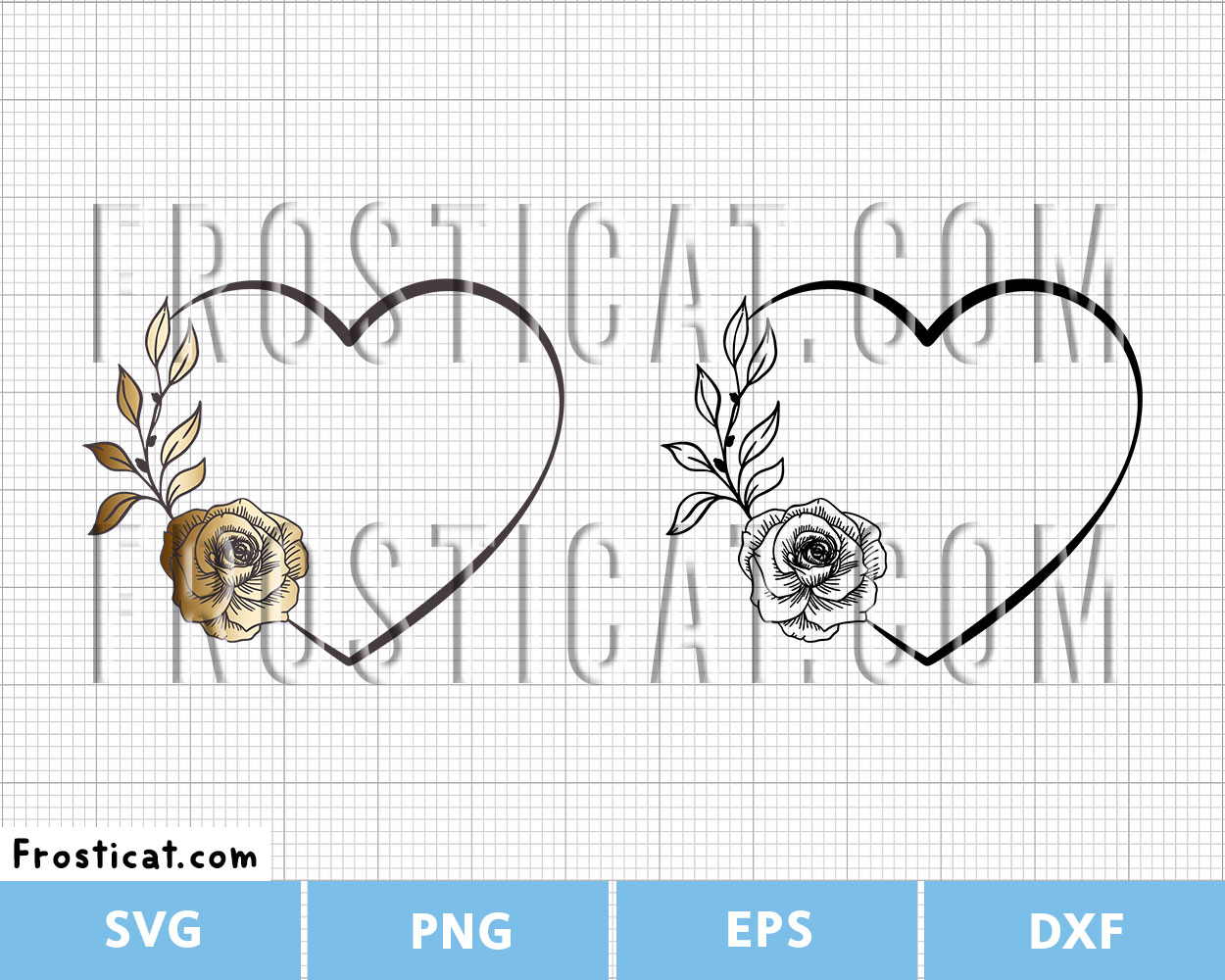 Rose Heart Frame Svg, Floral Heart Svg, Rose Border Svg