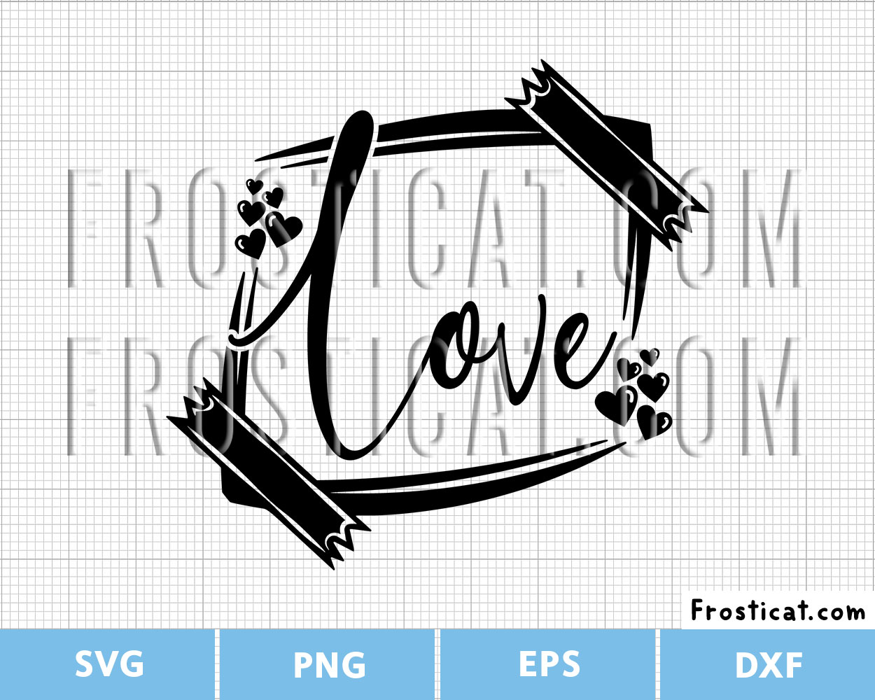 Love Frame With Heart Svg, Love Svg, Love Sign Svg
