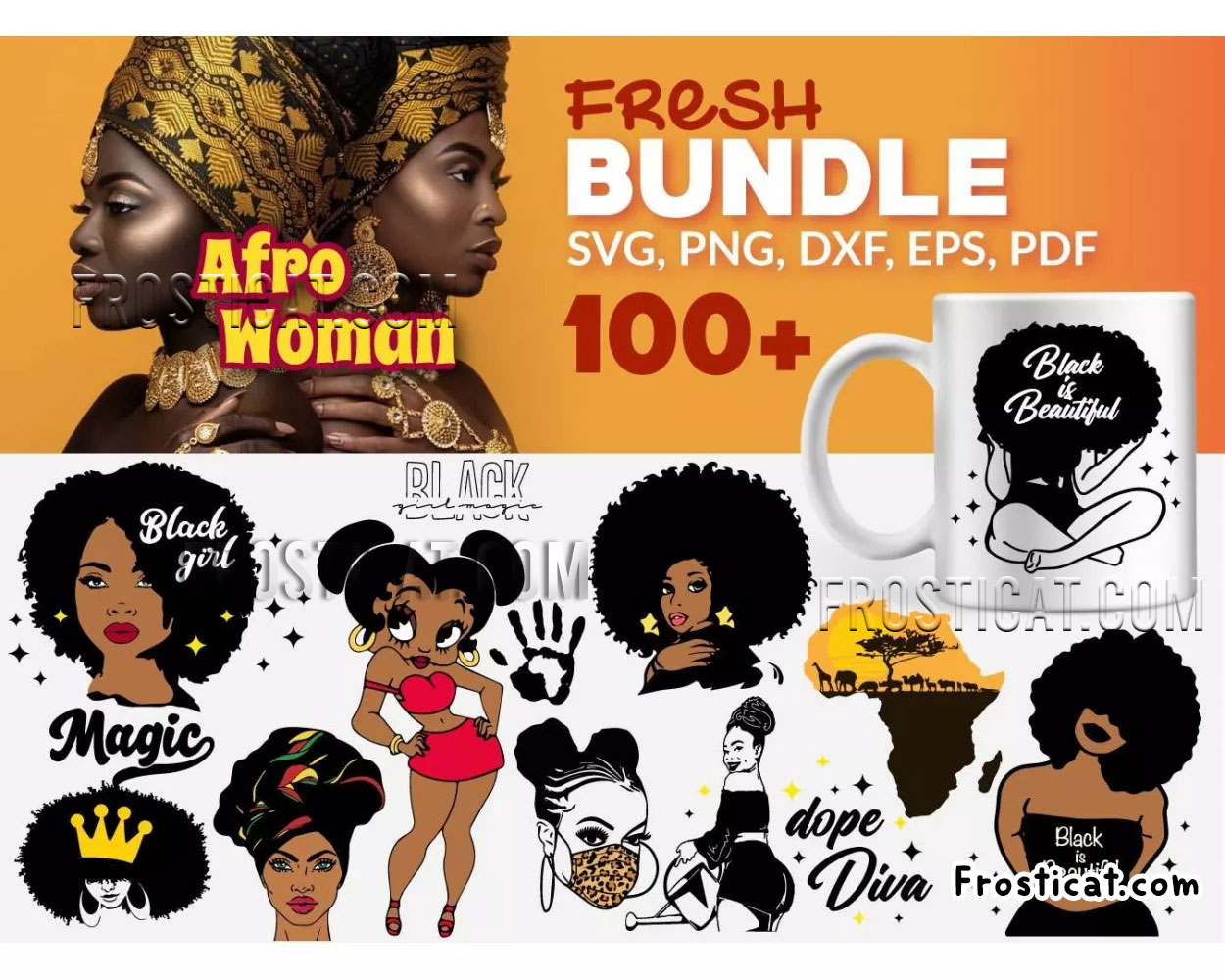 100 Afro Woman Svg Bundle, Black Woman Svg
