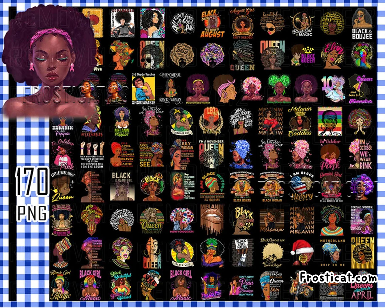 170 Black Queen Png Bundle, Black Girl Magic