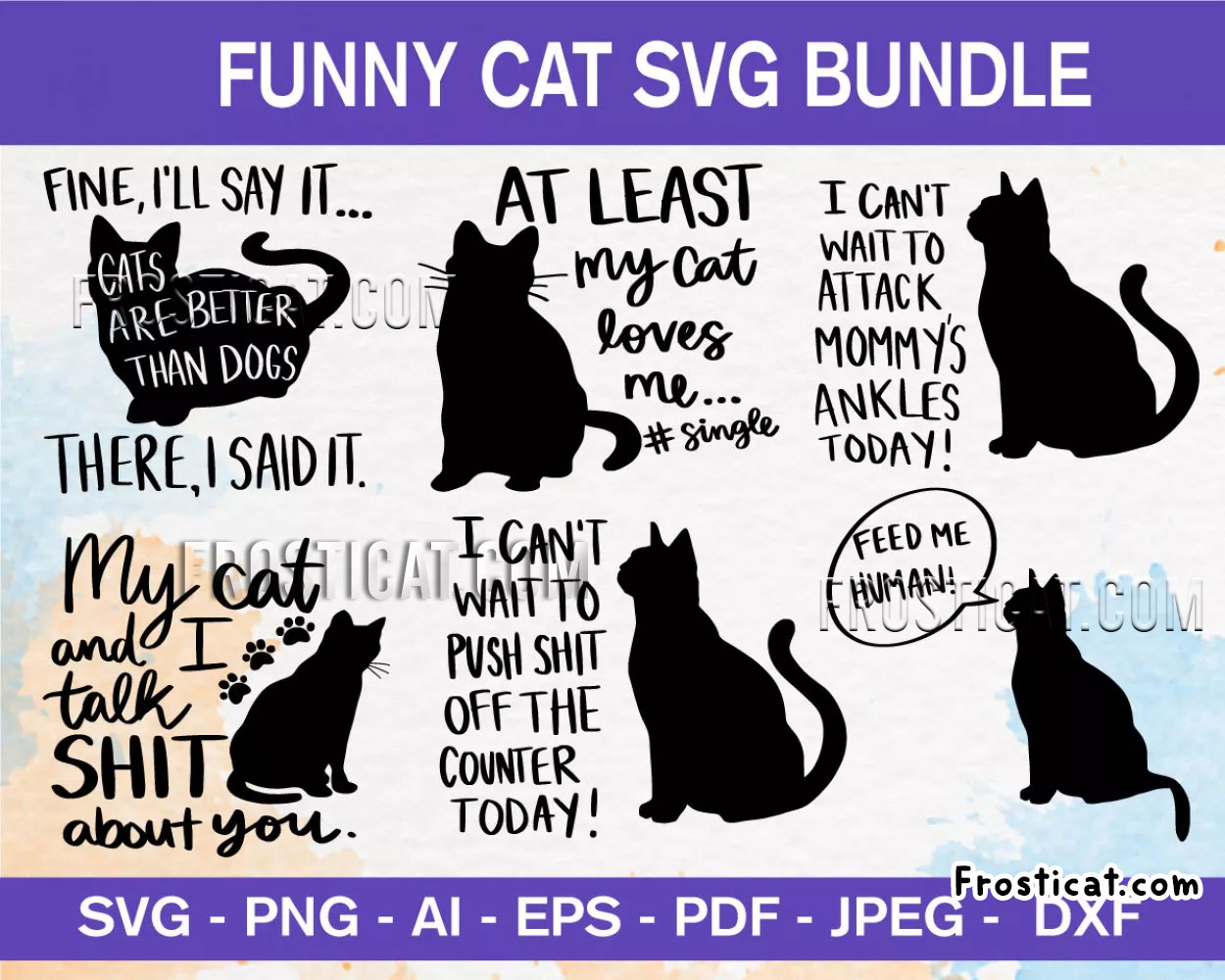 90 Funny Cat Svg Bundle, Cat Svg, Cat Mom Svg