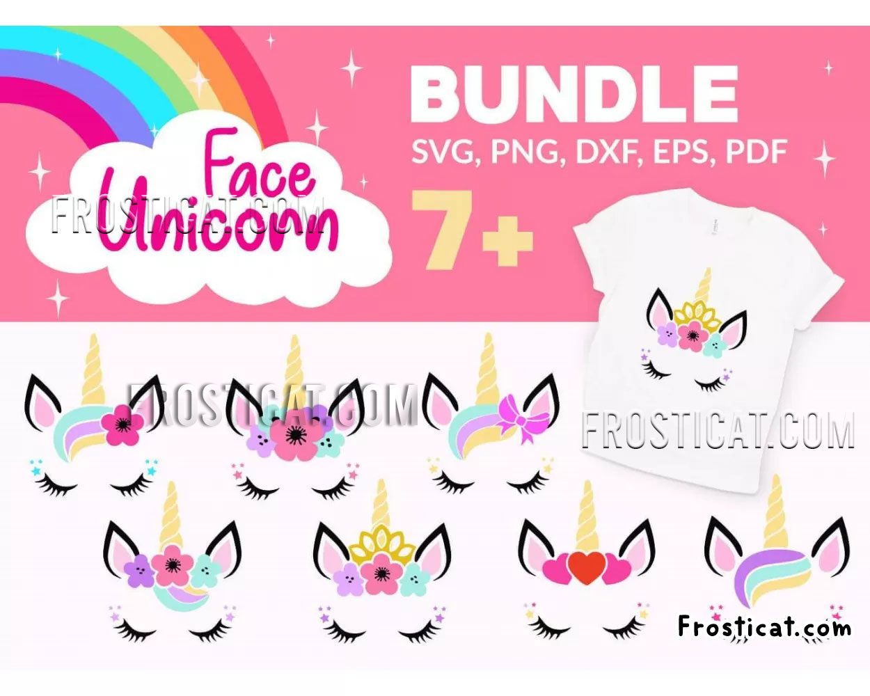 7 Unicorn Face Svg Bundle, Unicorn Svg, Unicorn Head Svg