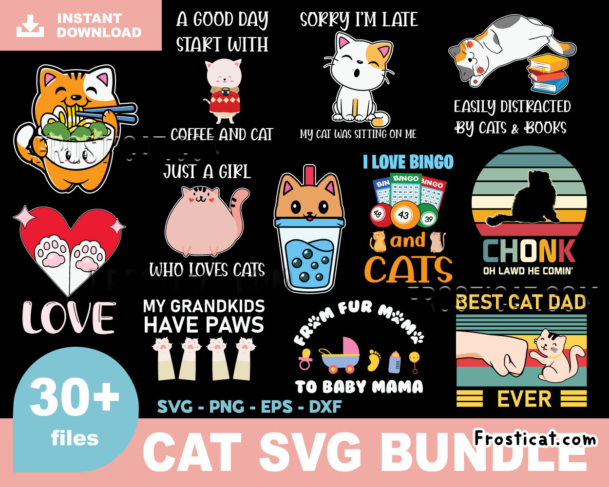 30 Cat Svg Bundle, Funny Cat Svg, Cat Svg, Kitten Svg