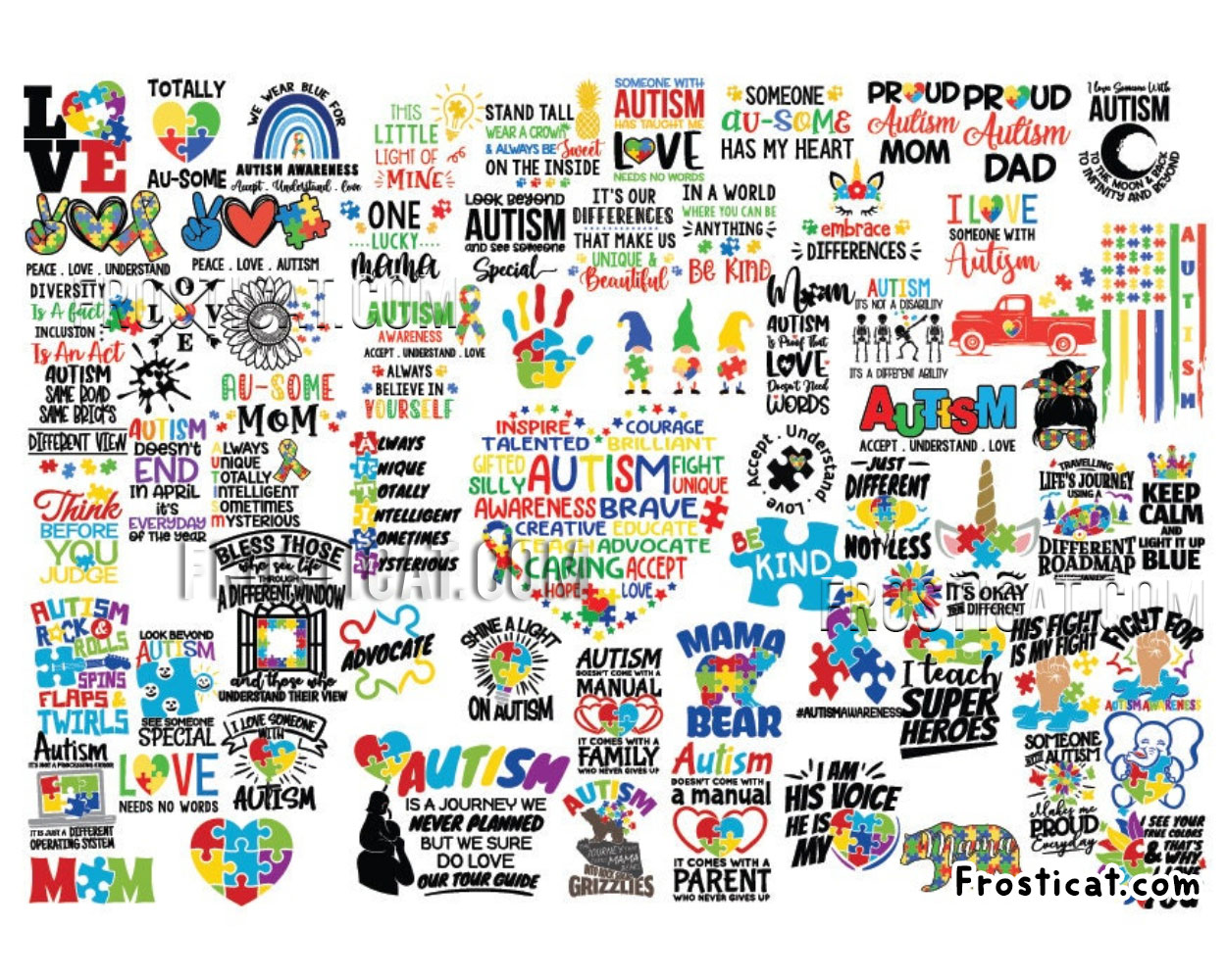 80 Autism Svg Bundle, Autism Vector, Autism Awareness Svg