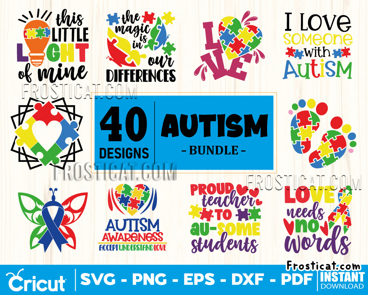 40 Autism Svg Bundle, Autism Awareness Svg, Love Autism Svg