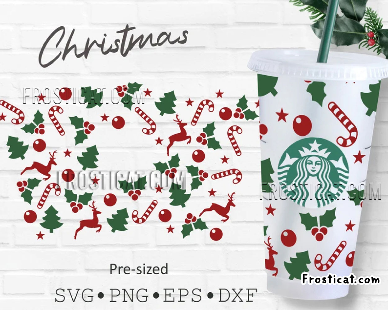 Christmas Coffee Cup  Wrap Svg, Candy Cane Svg, Christmas Svg