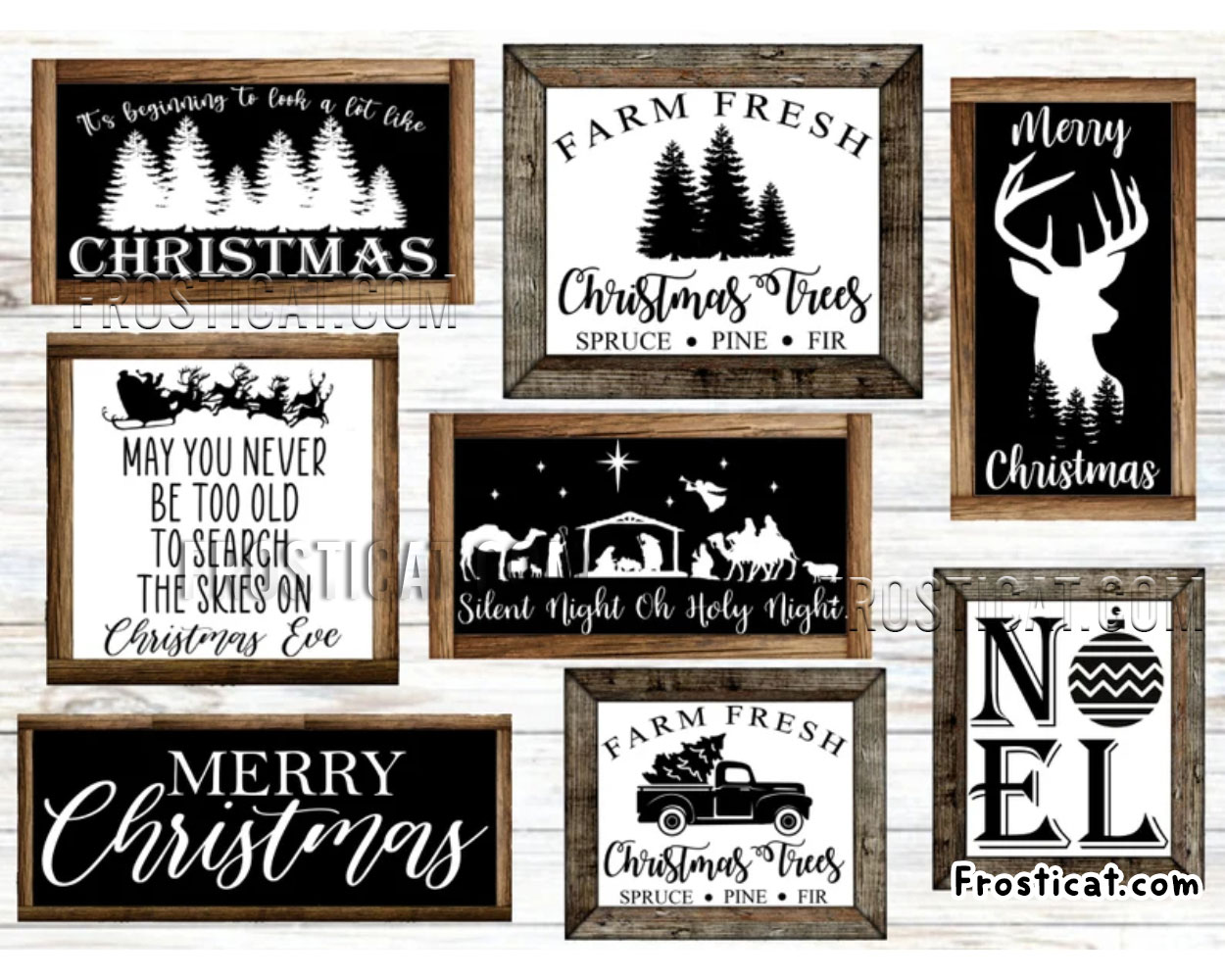 8 Farmhouse Christmas Svg Bundle, Noel Svg