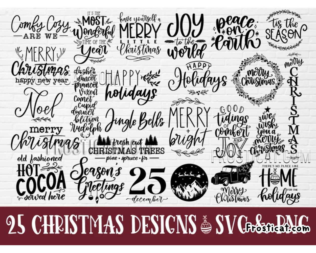 25 Christmas Quote Svg Bundle, Noel Svg, Hot Cocoa Svg