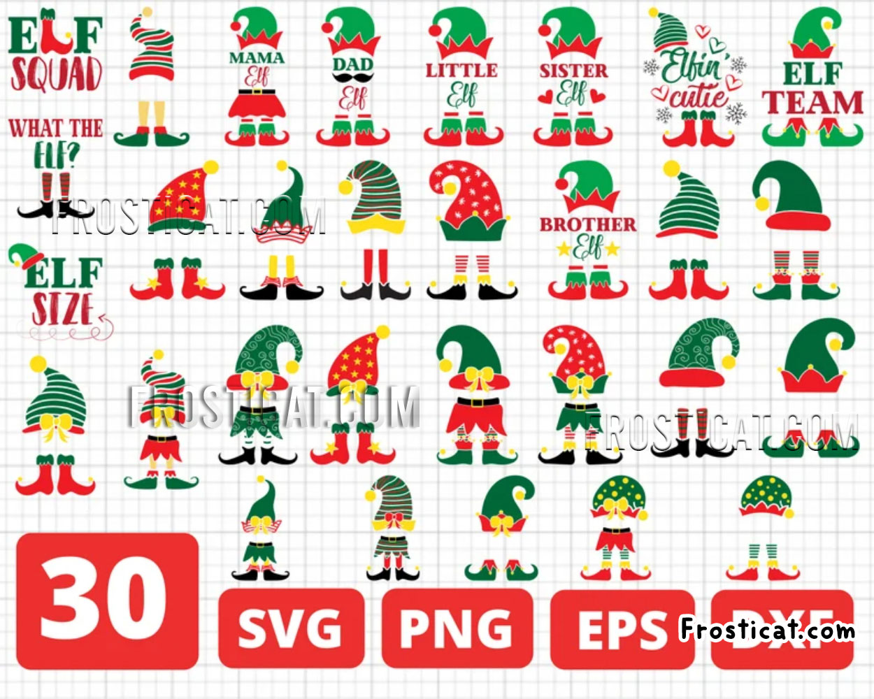 30 Christmas Elf Family Svg Bundle, Elf Squad Svg