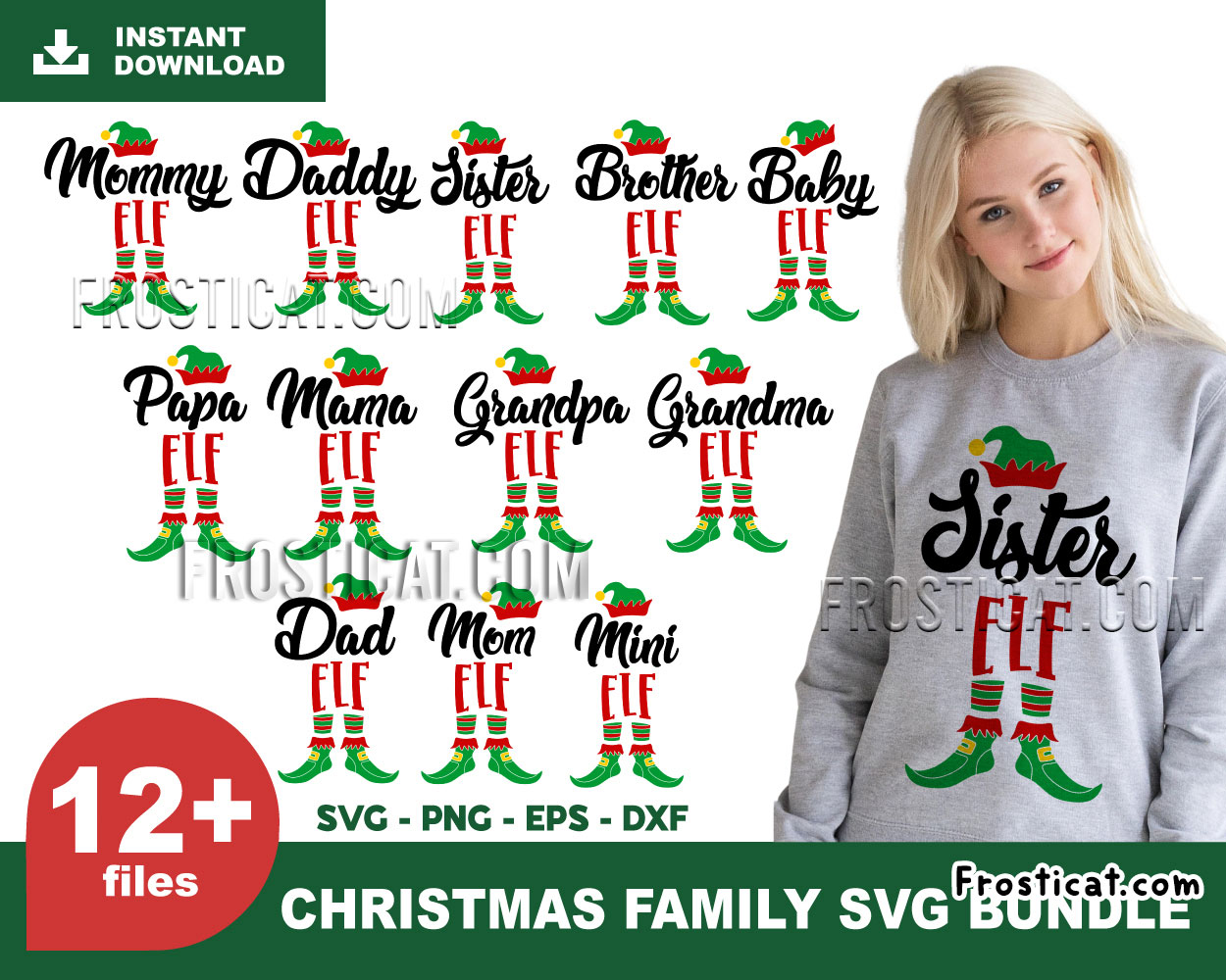 12 Christmas Elf Family Matching Svg Bundle, Christmas Svg