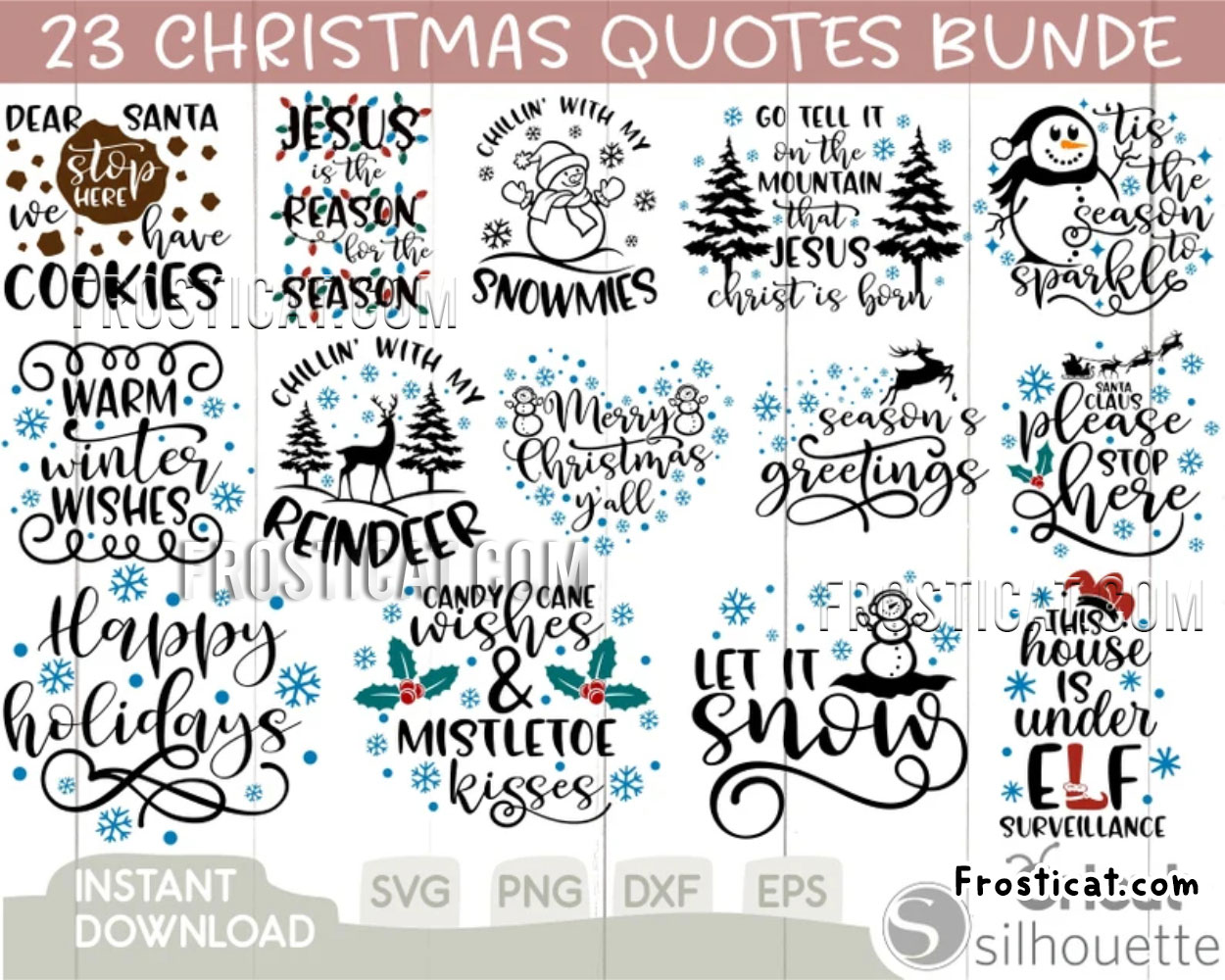23 Christmas Quote Svg Bundle, Let It Snow Svg