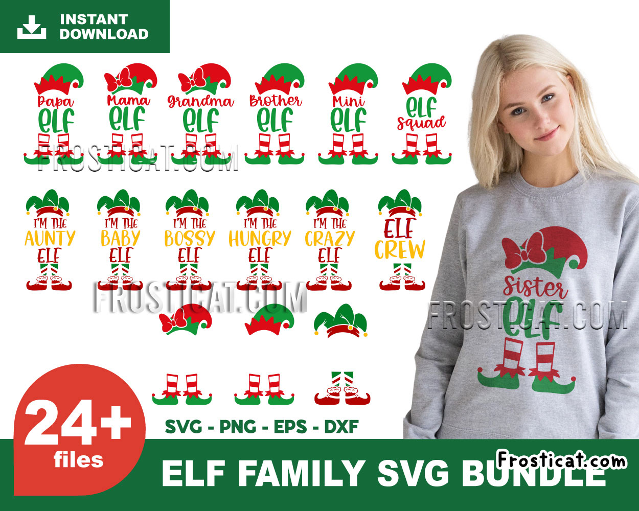 24 Christmas Elf Family Matching Svg Bundle, Christmas Svg