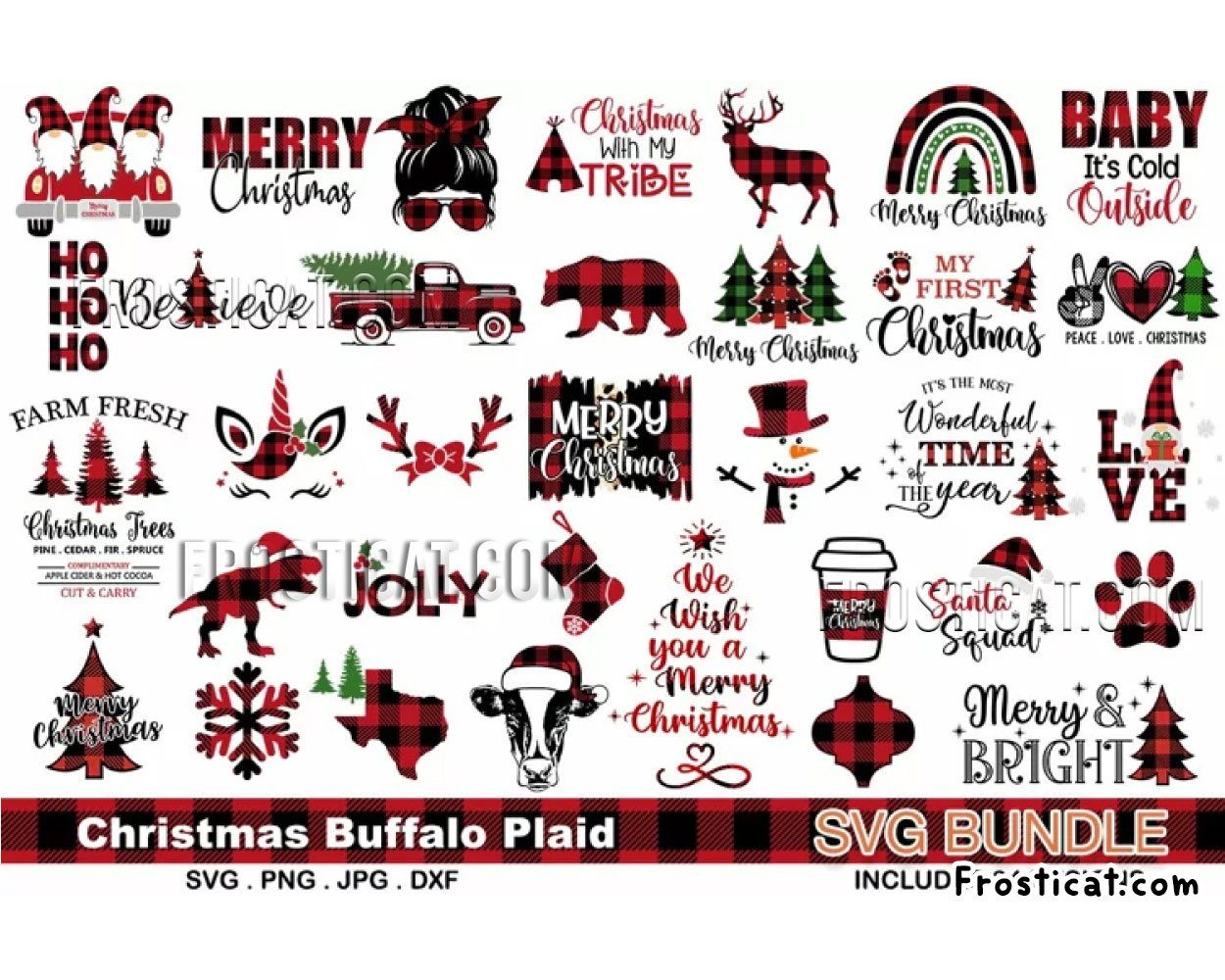 34 Christmas Buffalo Plaid Svg Bundle