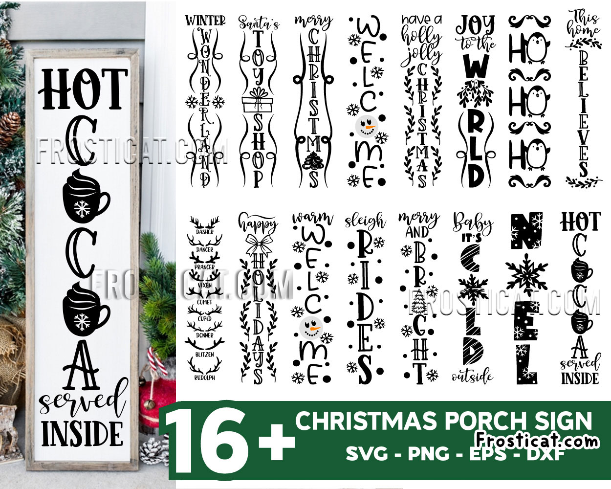 16 Christmas Porch Sign Svg Bundle, Christmas Ornaments