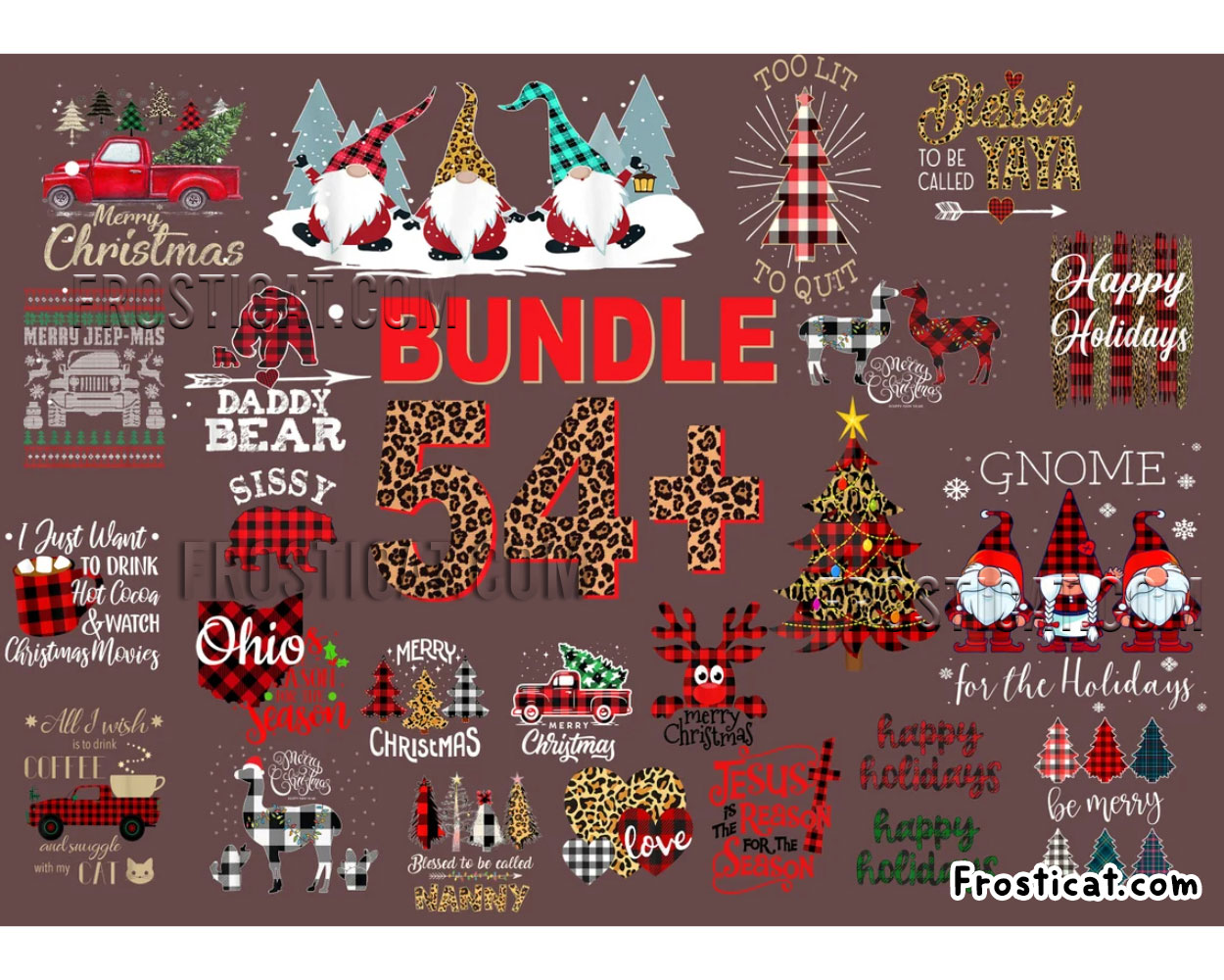 54 Christmas Buffalo Plaid Png Bundle