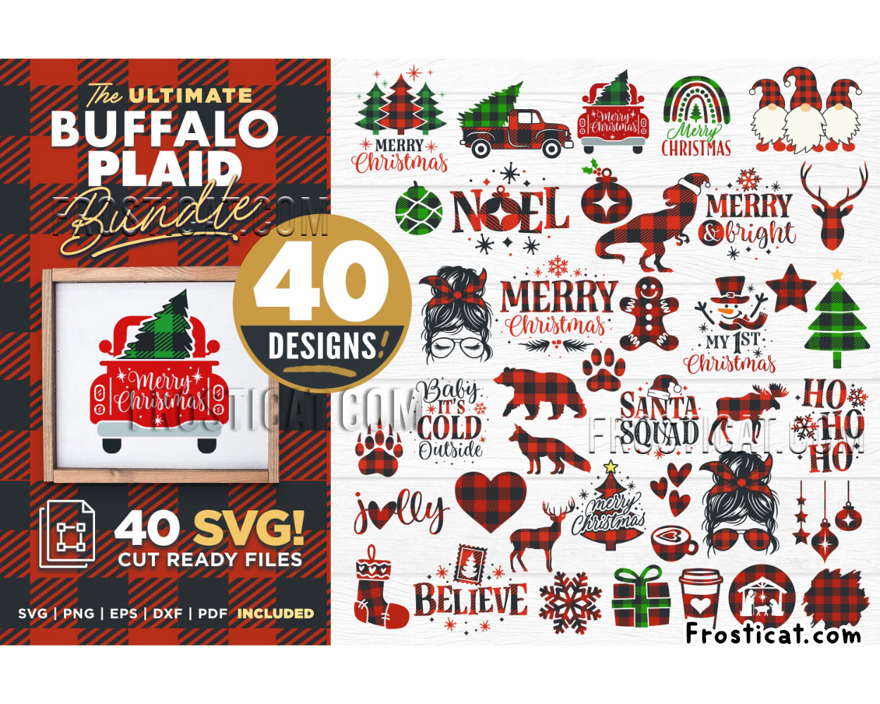40 Buffalo Plaid Christmas Svg Bundle