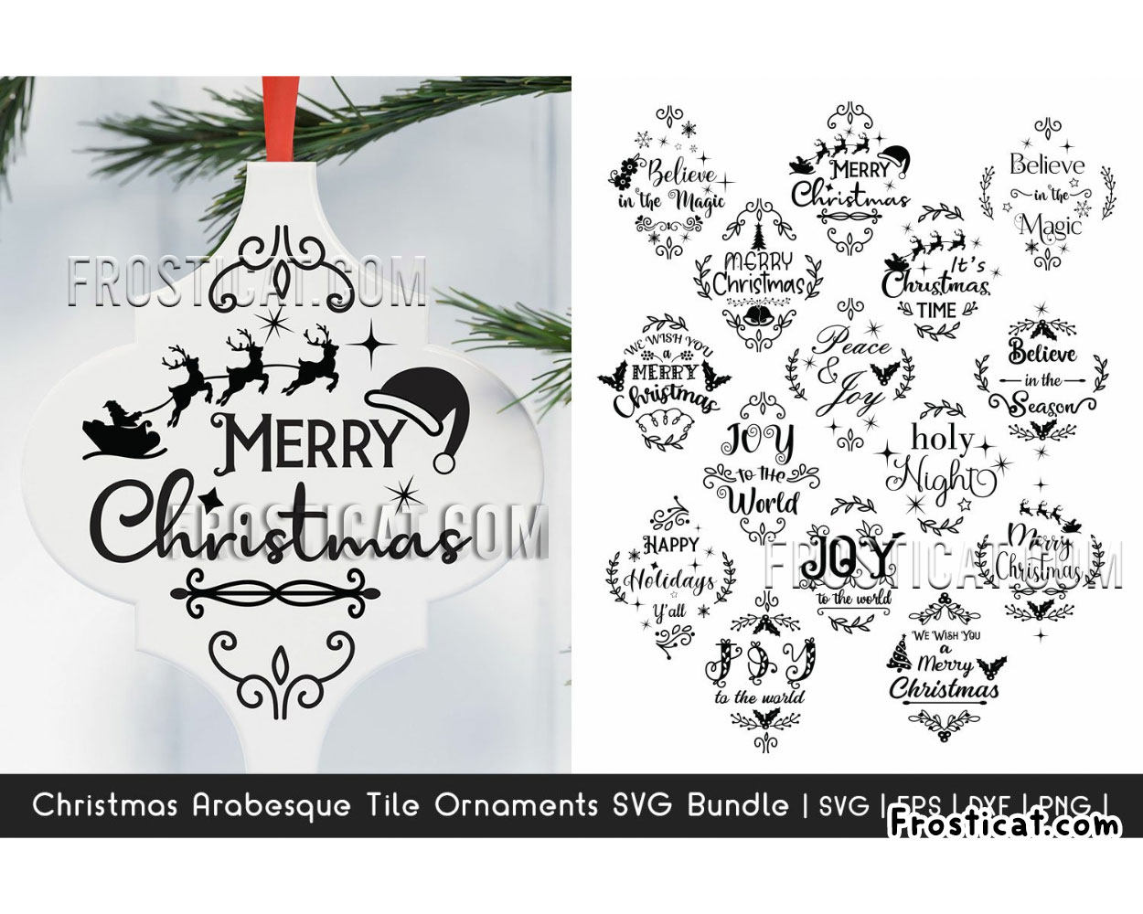 15 Christmas Arabesque Tile Ornaments Svg Bundle