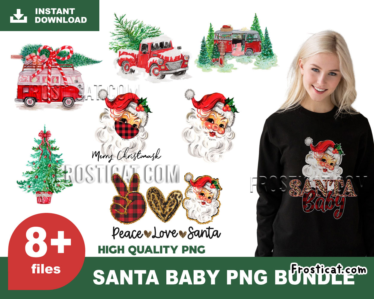 8 Santa Baby Png Bundle, Santa Claus Png