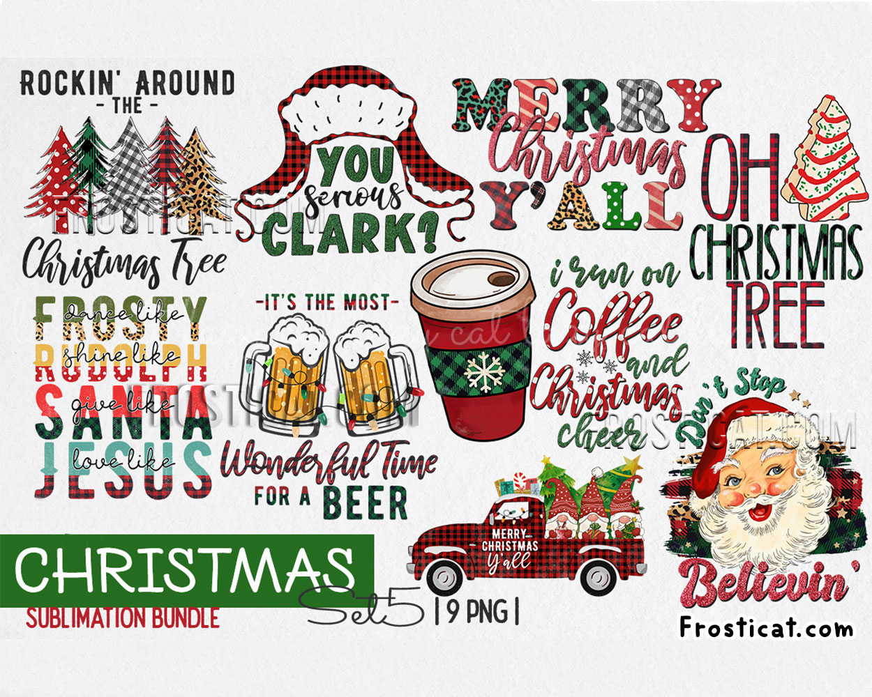 9 Christmas Sublimation Png Bundle, Christmas Png