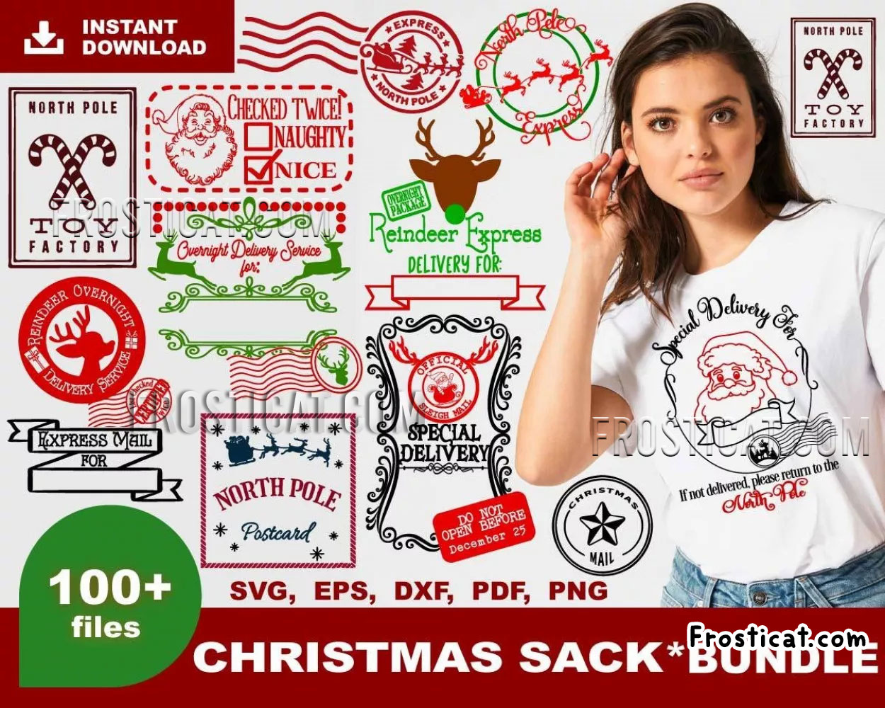 100 Santa Sack Svg Bundle, Special Delivery Svg