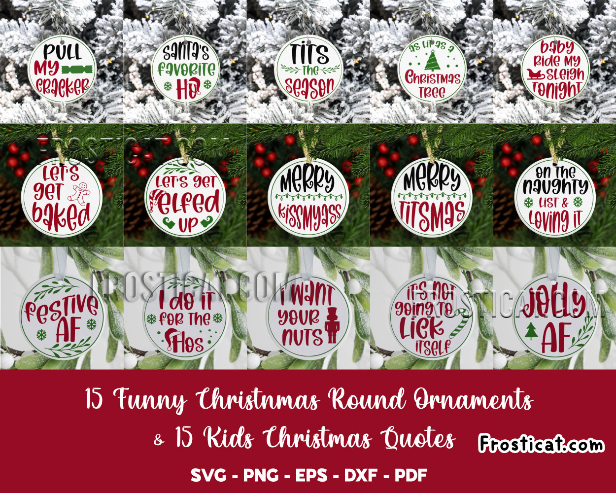 30 Funny Christmas Round and Quote Svg Bundle