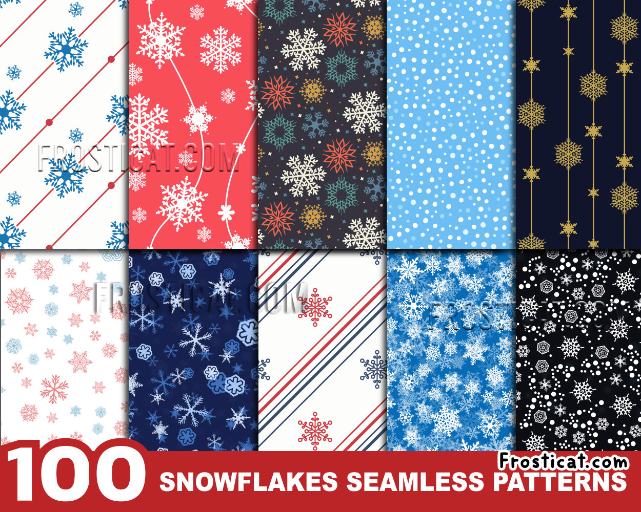 100 Snowflake Seamless Digital Paper Bundle