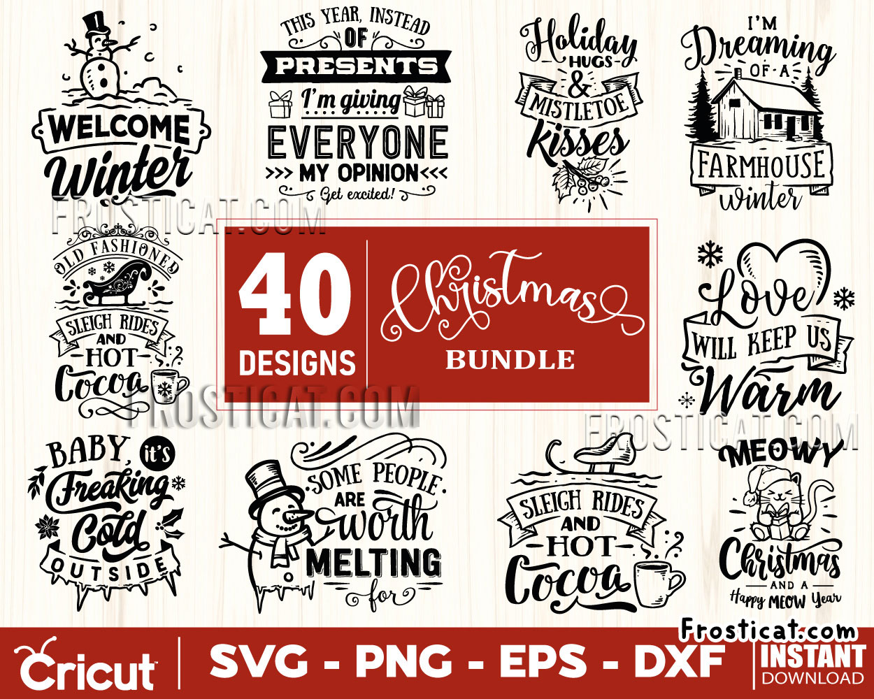 40 Christmas Quotes Svg Bundle, Merry Christmas Svg