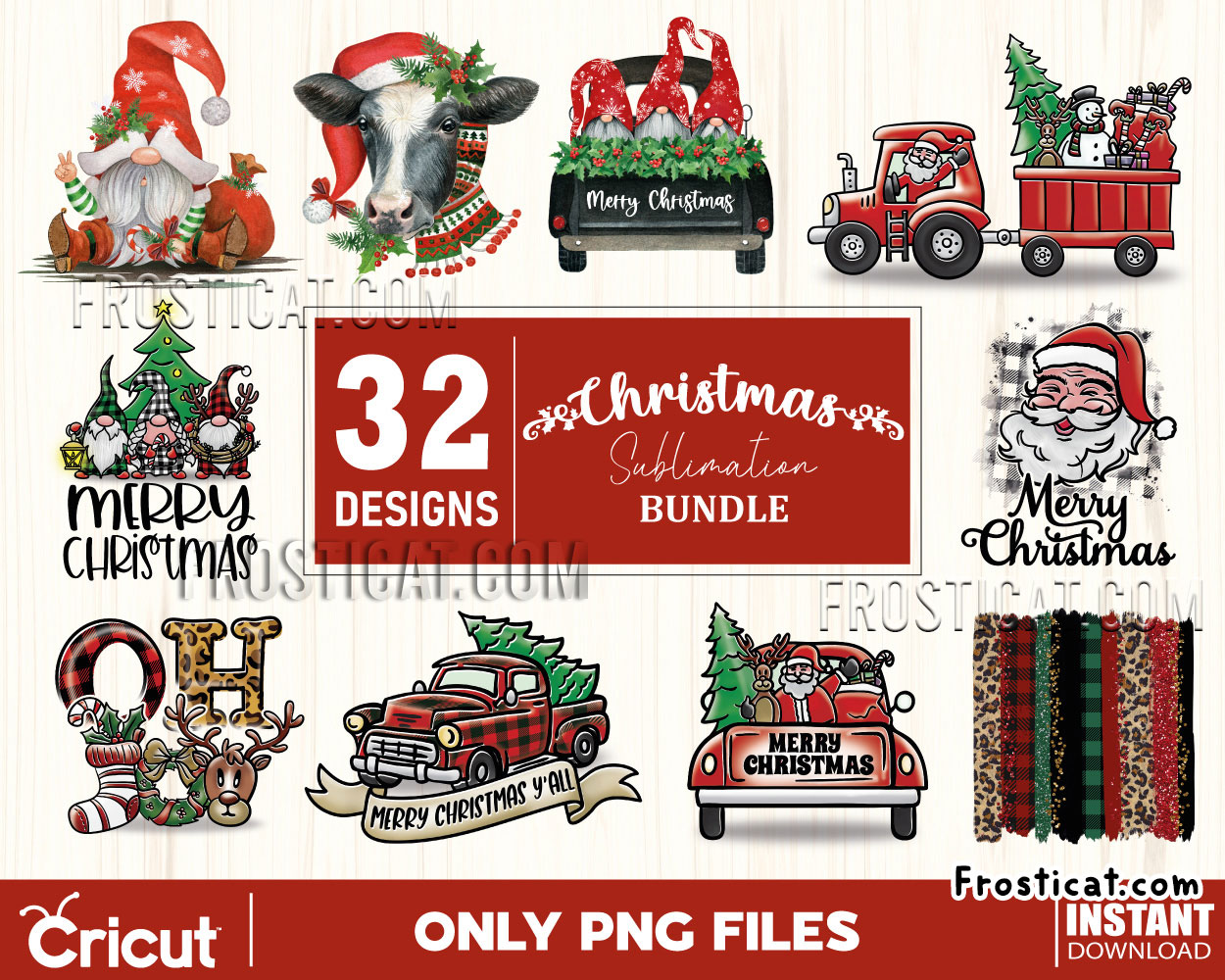 32 Christmas Sublimation Png Bundle, Christmas Png