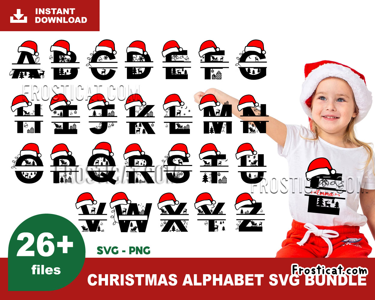 26 Christmas Alphabet Svg Bundle, Santa Letter Svg