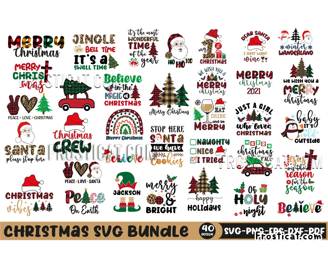40 Christmas Svg Bundle, Ho Ho Ho Svg, Santa Claus Svg