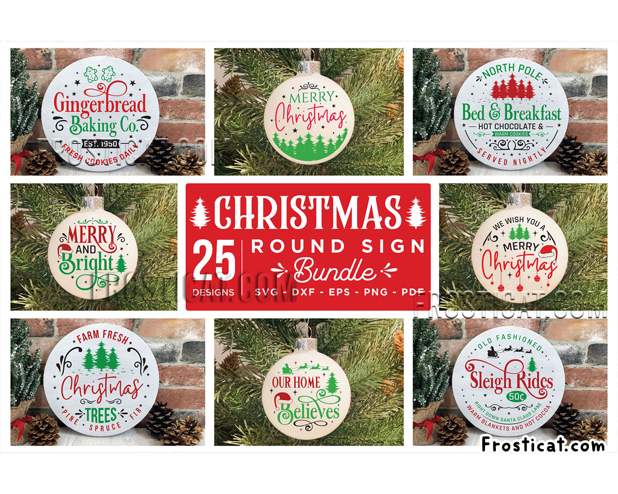 25 Christmas Round Sign Svg Bundle, Christmas Svg