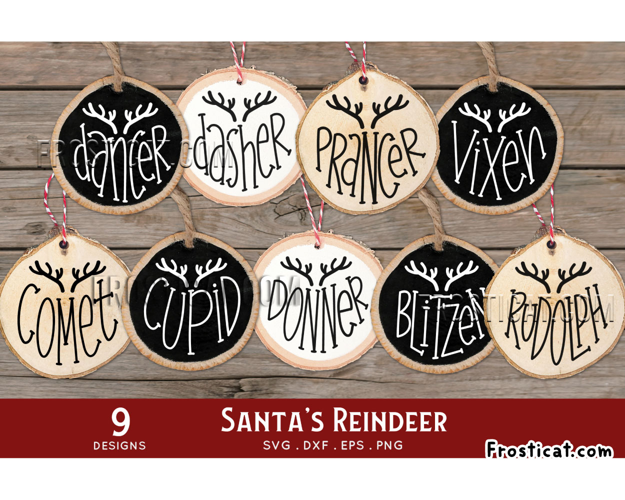 9 Santas Reindeer Round Christmas Svg Bundle