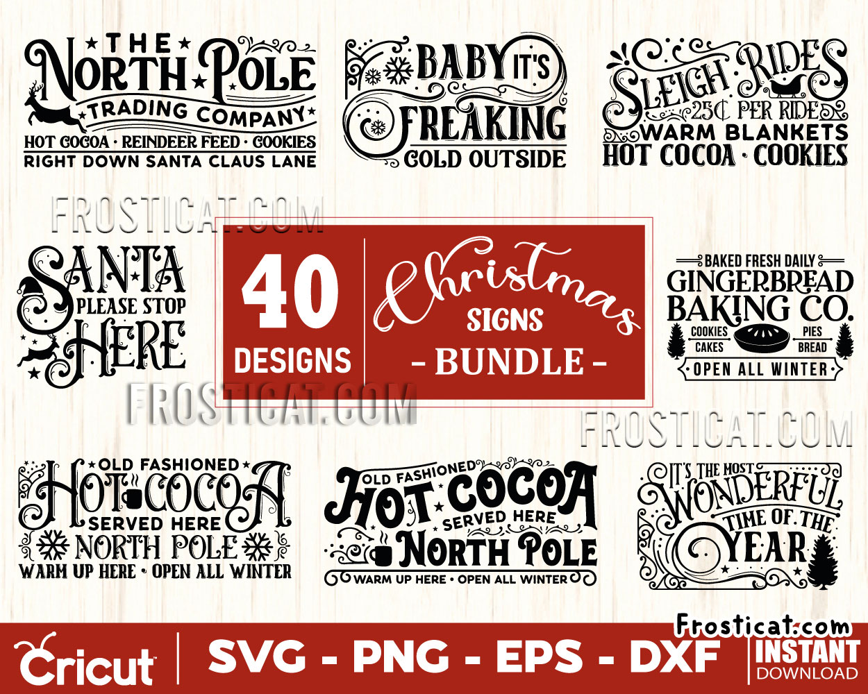 40 Christmas Vintage Signs Svg Bundle, Christmas Svg