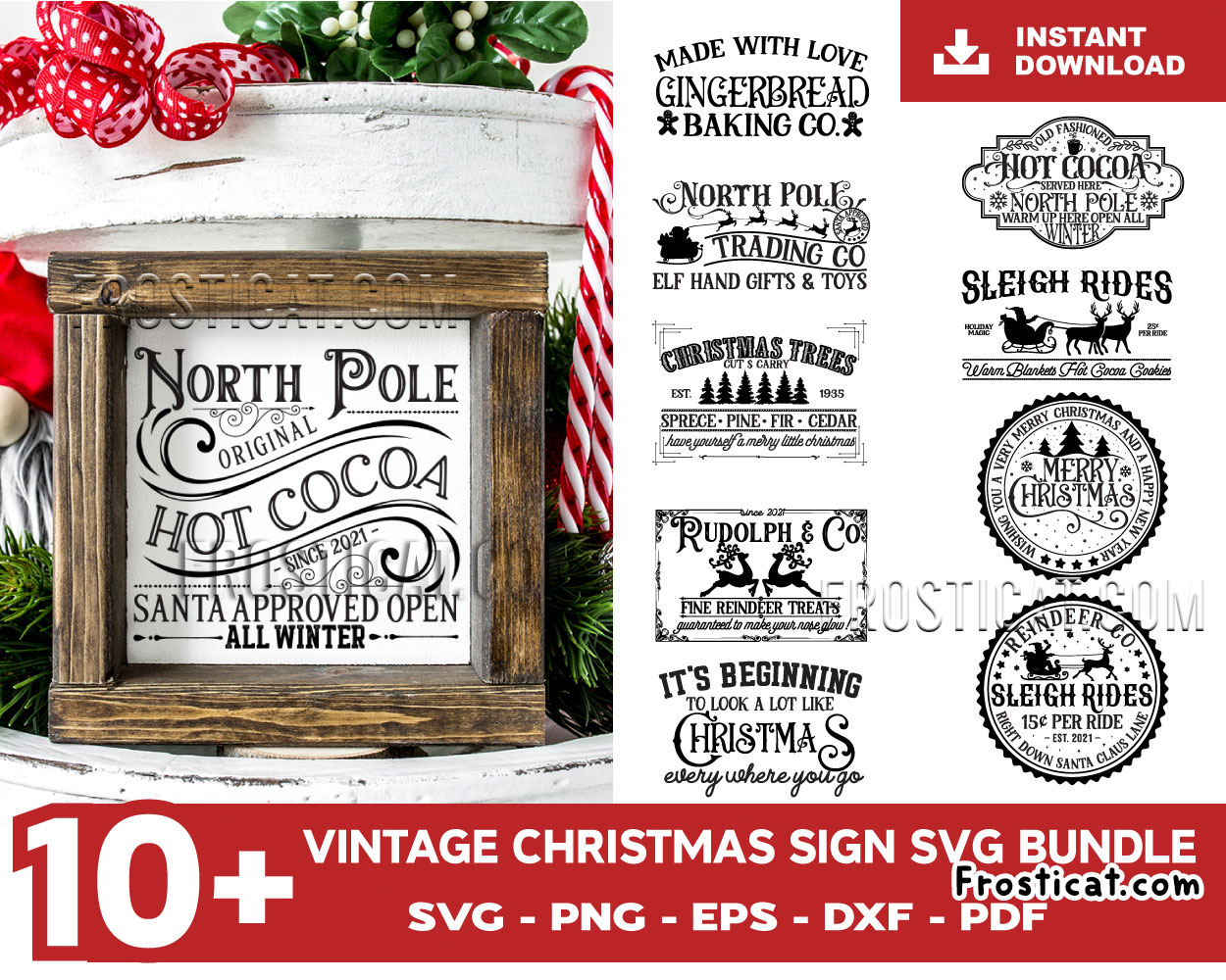 10 Vintage Christmas Sign Svg Bundle, Christmas Svg