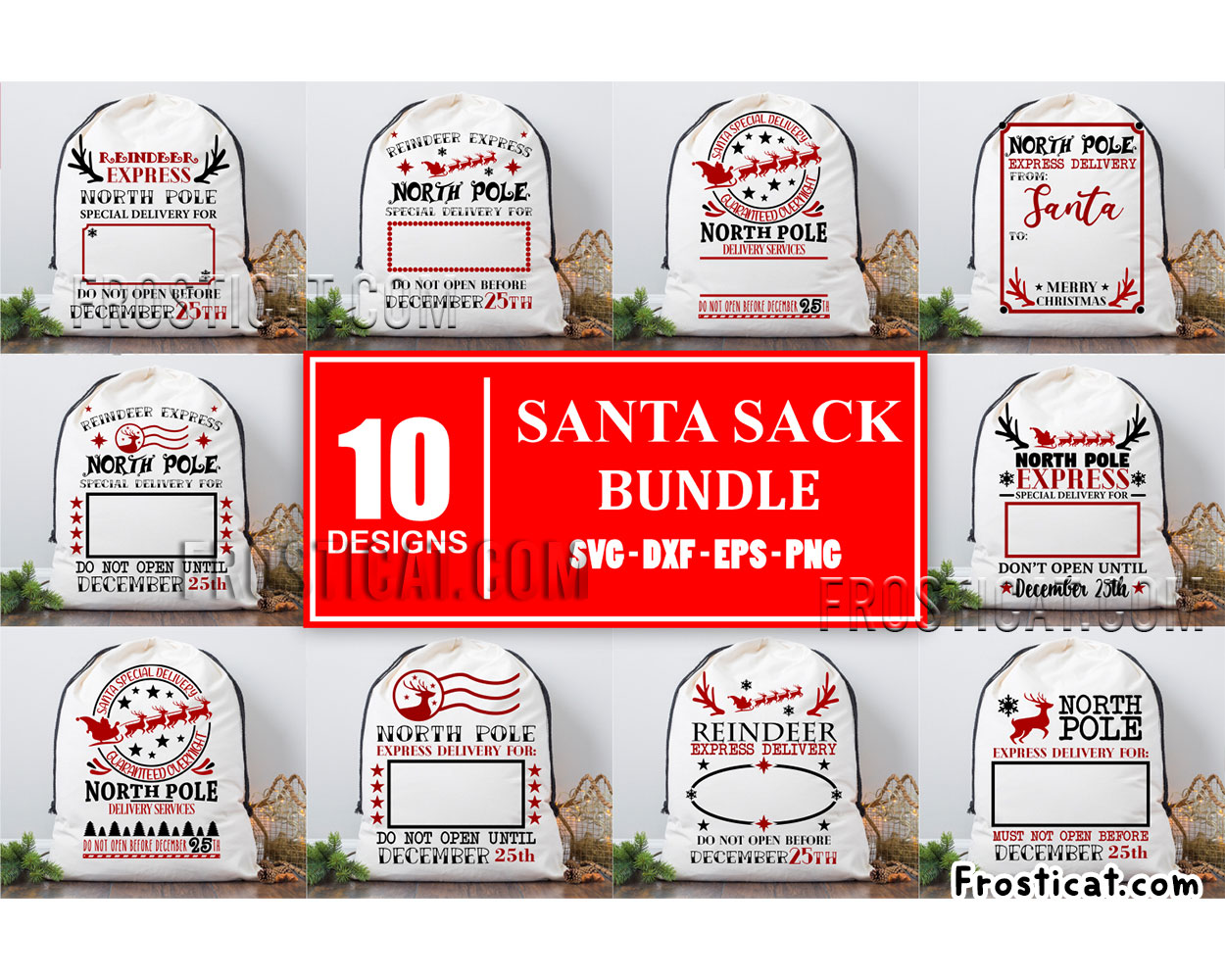 10 Santa Sack North Pole Express Svg Bundle