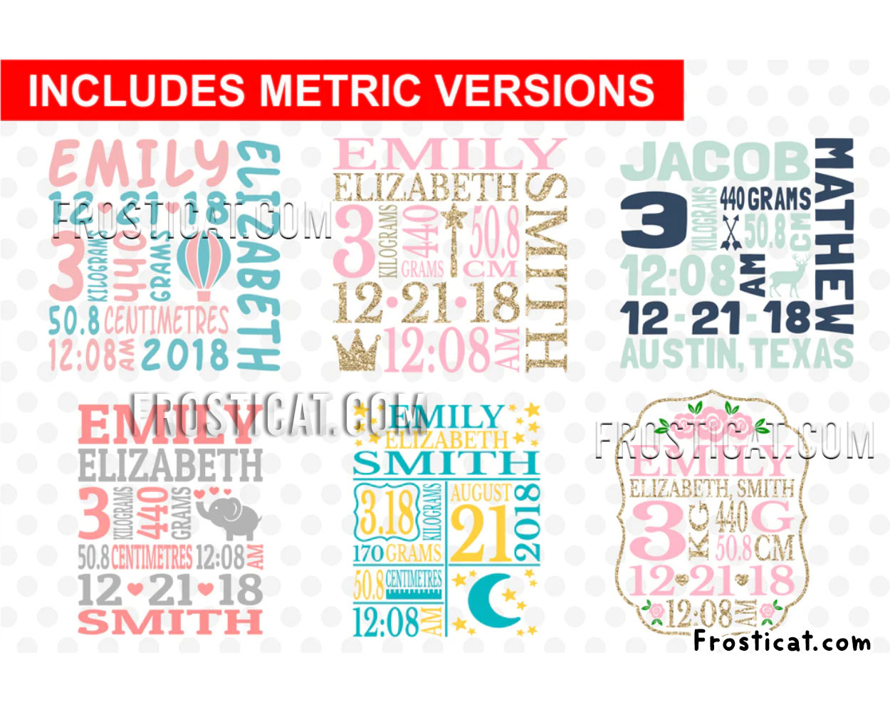 40 Baby Birth Announcement Svg Bundle, Newborn Svg